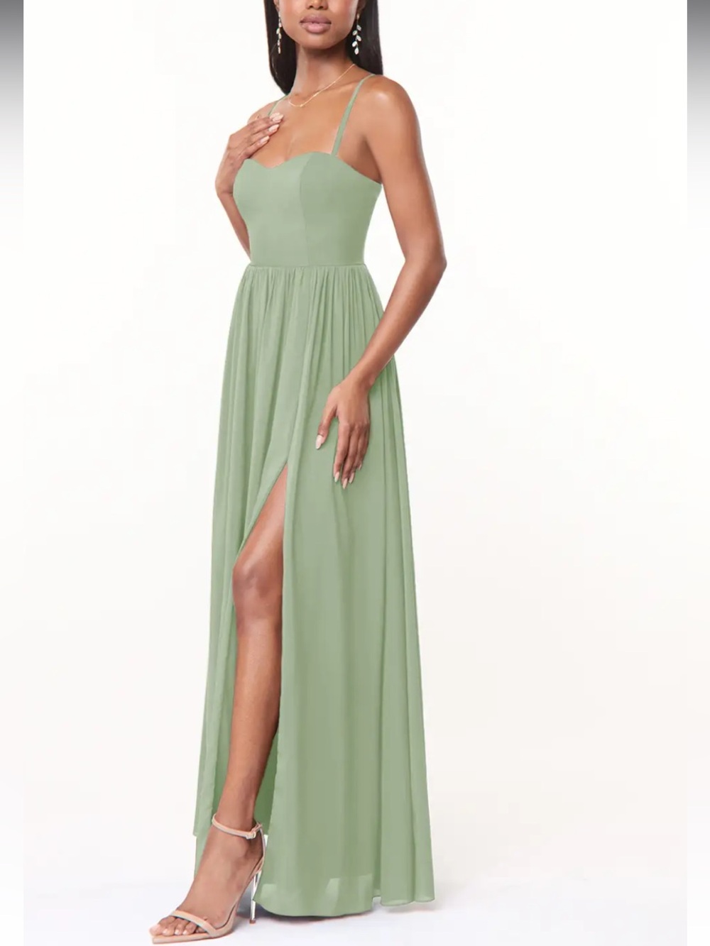 NWT Azazie Marilyssa Chiffon Slit Formal Dress in Terracotta Rust Color SizeA 10
